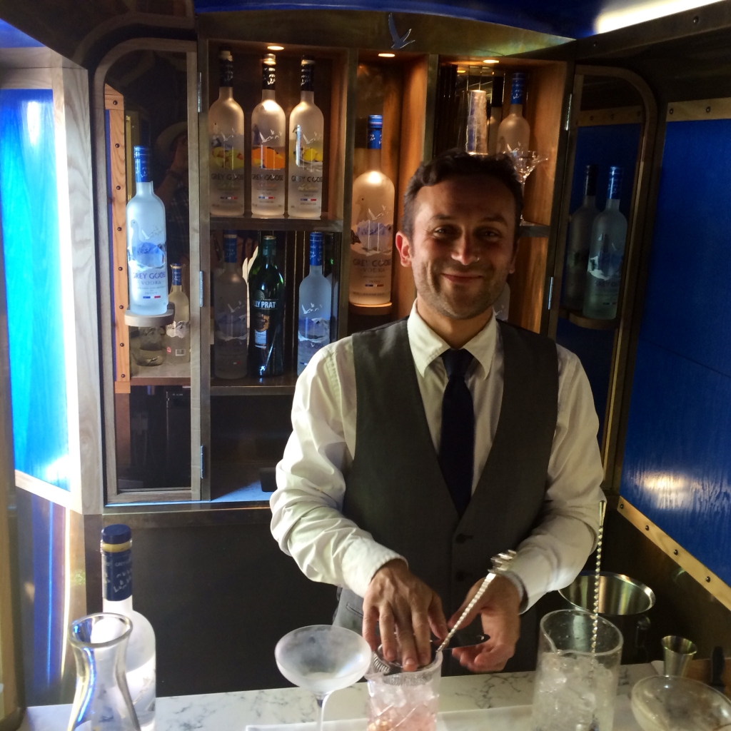Absolut master bartender Franco at work inside the bread van 